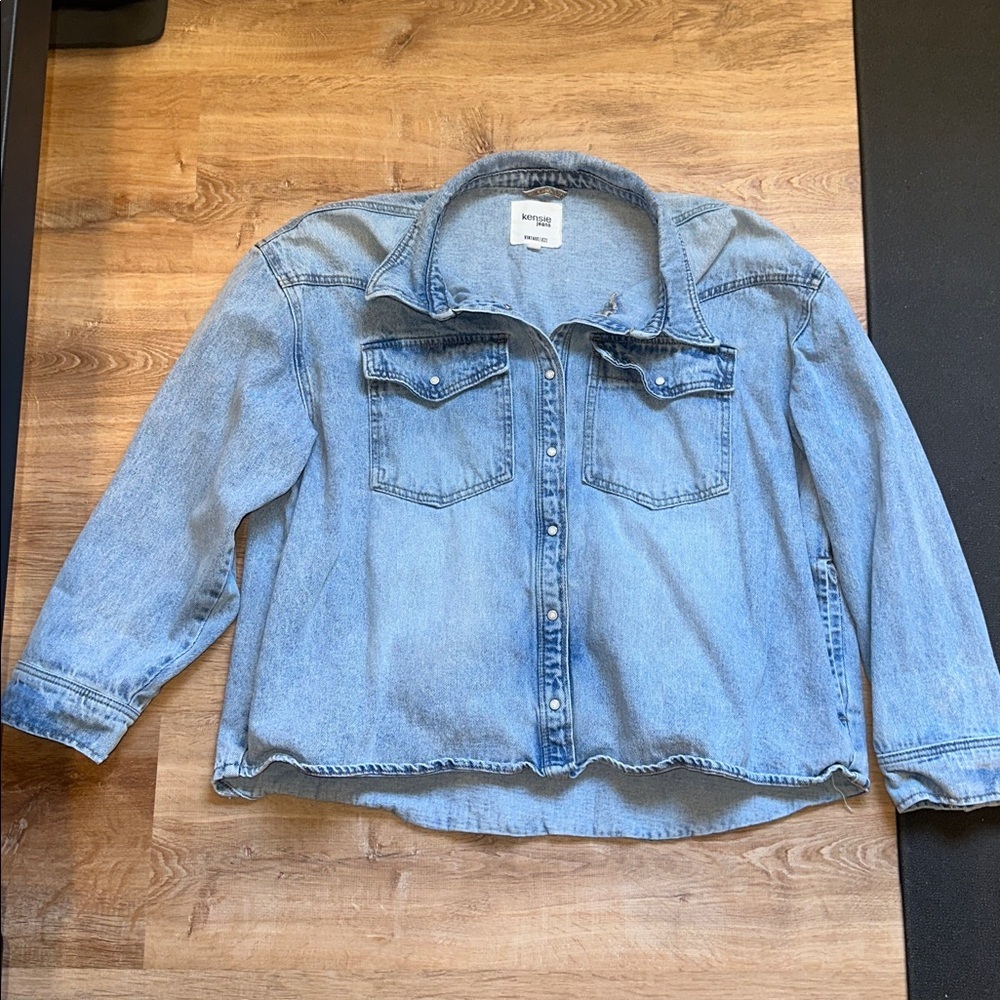 Kensie Light Blue Denim Shirt - Picture 1 of 8